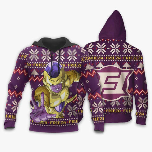 Divesart - Golden Frieza Ugly Christmas pusero ja huppari Custom Anime Dragon Ball -joululahjat